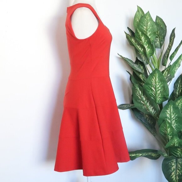 Banana Republic Red Ponte Sleeveless Square Neck Fit & Flare Mini Dress - Picture 8 of 12